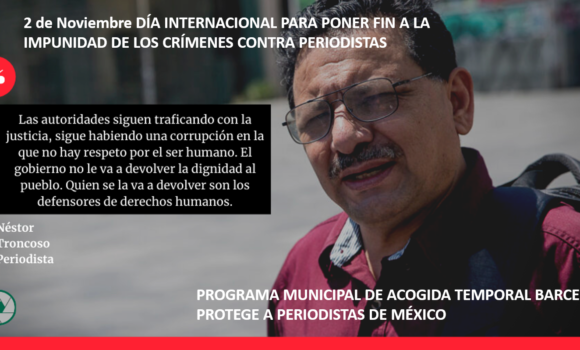 COMUNICADO DÍA INTERNACIONAL PARA PONER FIN A LA IMPUNIDAD DE LOS CRÍMENES CONTRA PERIODISTAS COMUNICADO DÍA INTERNACIONAL PARA PONER FIN A LA IMPUNIDAD DE LOS CRÍMENES CONTRA PERIODISTAS
