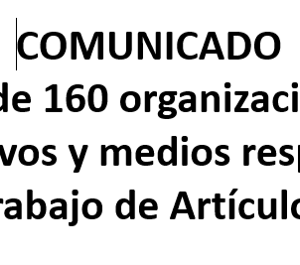 Más de 160 organizaciones, colectivos y medios respaldan el trabajo de Artículo 19